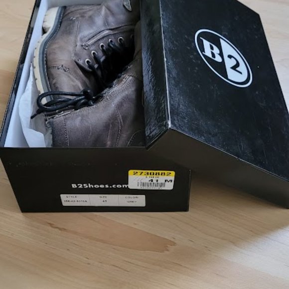 B2 Distressed Leather Fur Lined Men's Boots - Size 41/US 8 - Picture 8 of 11